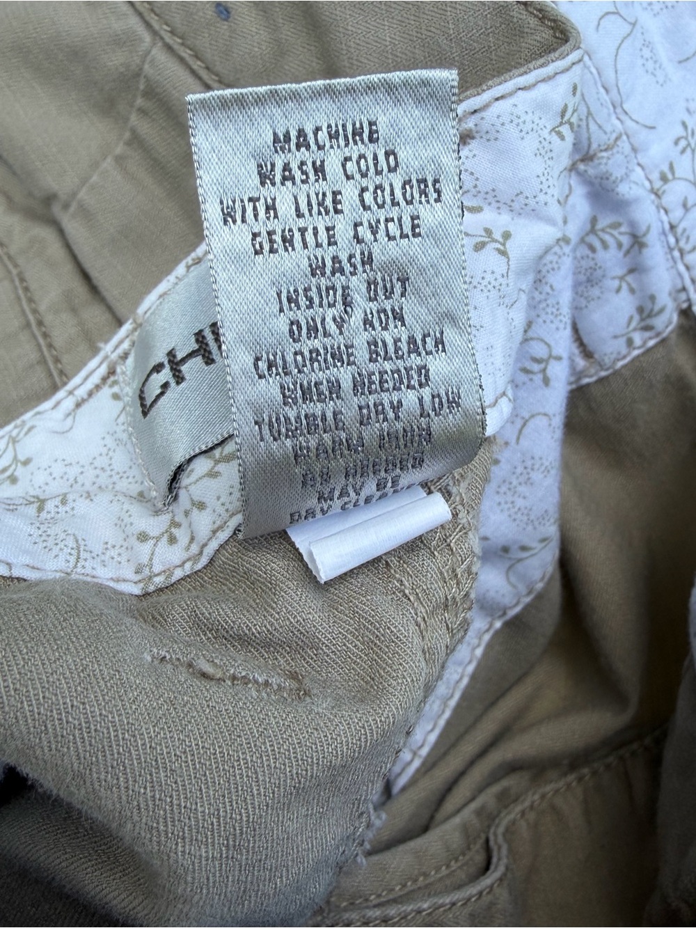 Chico's Crop Utility Cargo Pants Tan Lace Trim Capris Size 2 Gorpcore Cotton - Picture 7 of 11